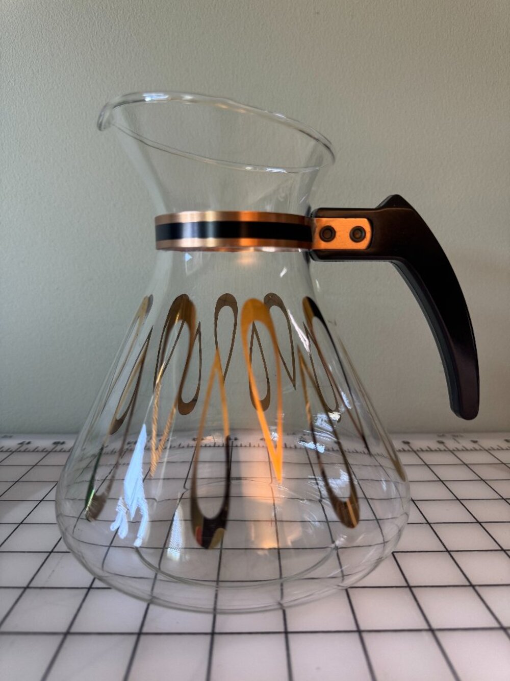 Vintage David Douglas Flameproof Coffee Carafe Gold Atomic MCM Glass